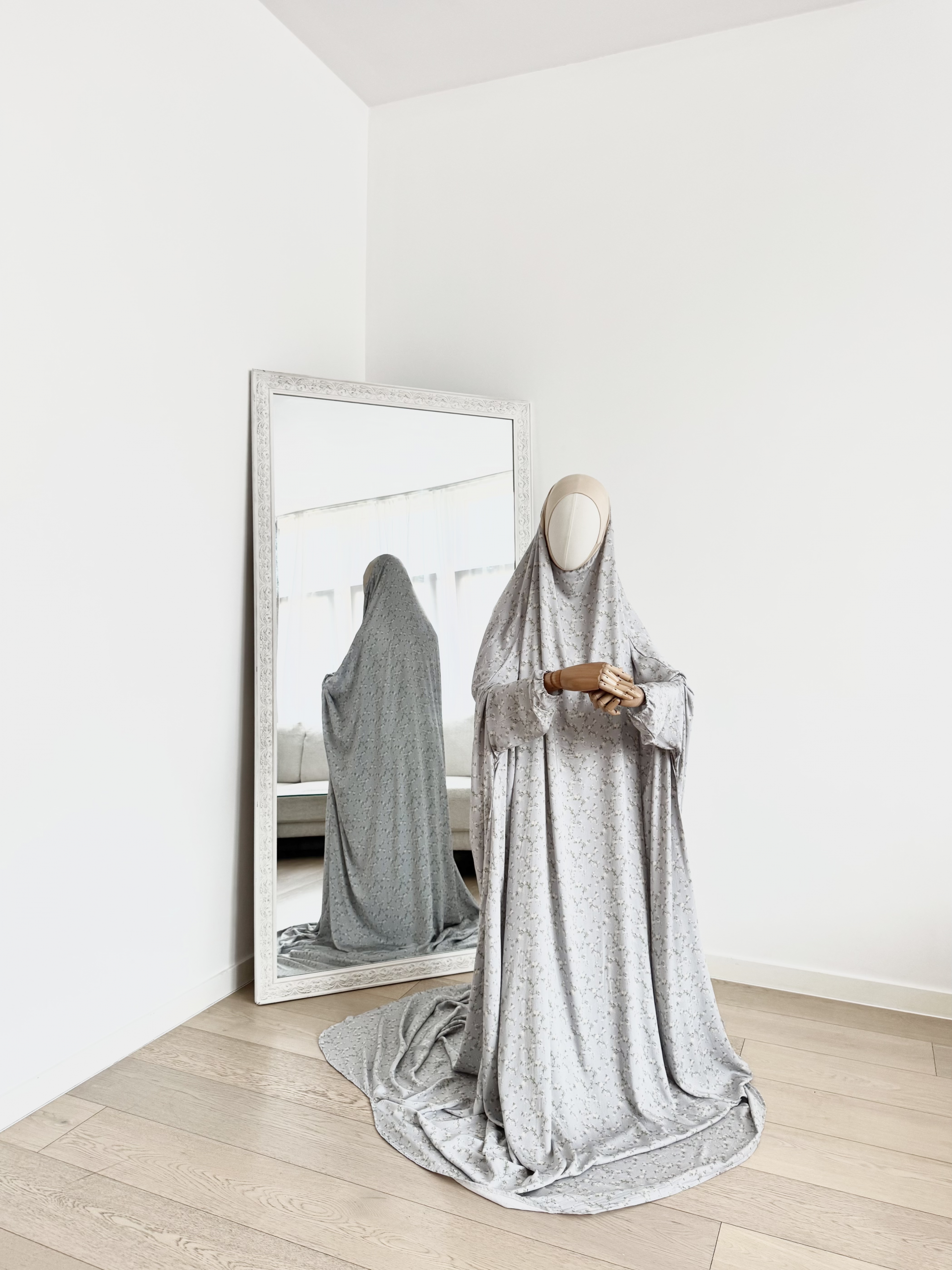 Jilbab de prière - Bleu pastel & beige – Image 3
